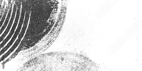 Abstract monochrome textured background with concentric curved lines and scattered dots pattern