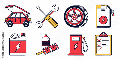 A collection of icons representing emergency services and safety equipment