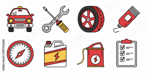 Assorted icons representing various tools and maintenance concepts