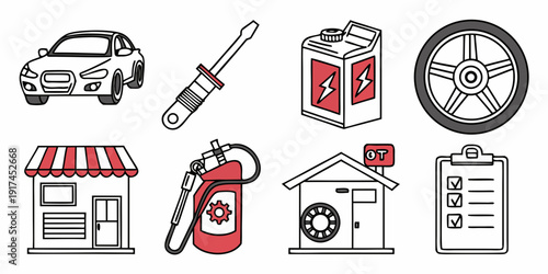 A collection of icons representing various services and products.