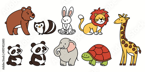 A vibrant illustration featuring a diverse group of cartoon animals