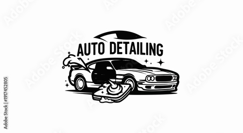 A sleek black car undergoes a detailed cleaning with suds and polish