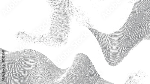 Abstract grey fingerprint texture with swirling lines and dots on white background