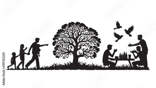 silhouettes of people working group of Happy people
