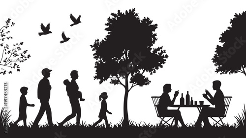 silhouettes of people working group of Happy people
