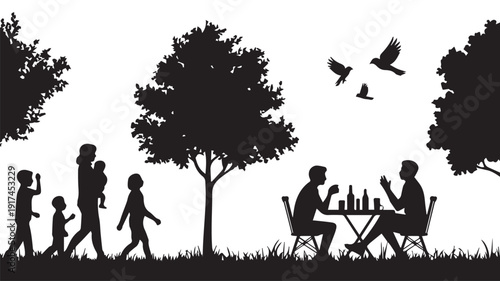 silhouettes of people working group of Happy people
