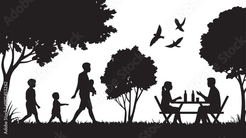 silhouettes of people working group of Happy people
