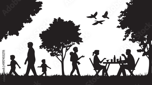 silhouettes of people working group of Happy people
