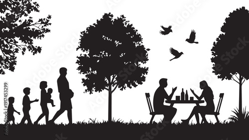 silhouettes of people working group of Happy people
