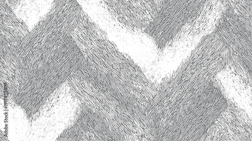 Abstract herringbone pattern with textured gray and white lines
