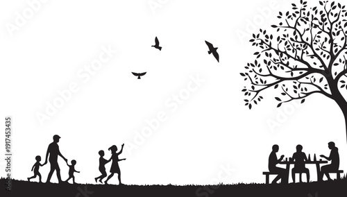 silhouettes of people working group of Happy people
