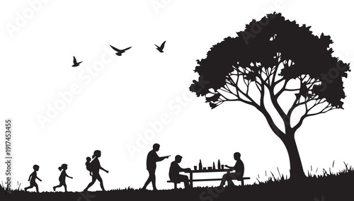 silhouettes of people working group of Happy people

