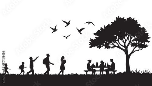 silhouettes of people working group of Happy people
