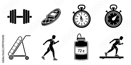 Diverse icons representing various types of exercise and fitness activities