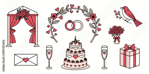 A delightful assortment of wedding decorations and accessories.