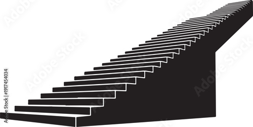 Black staircase leading upwards on white background illustration design