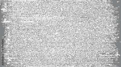 Abstract textured background of dense grey handwritten script on white