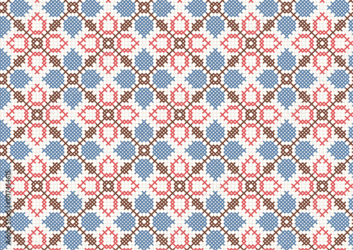 編集可能なかわいい東欧の刺繍柄ベクターパターン