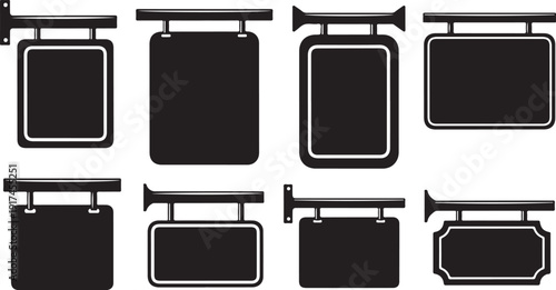 Collection of black and white megaphone icons and signs