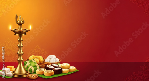 Aluth Avurudda Oil Lamp Festival Background