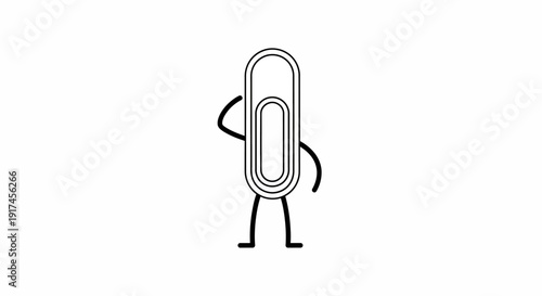 Paperclip character with stick arms legs.