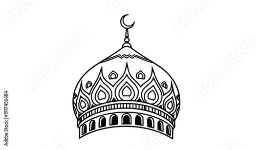 Stylized mosque dome vector with crescent finial decorative islamic design