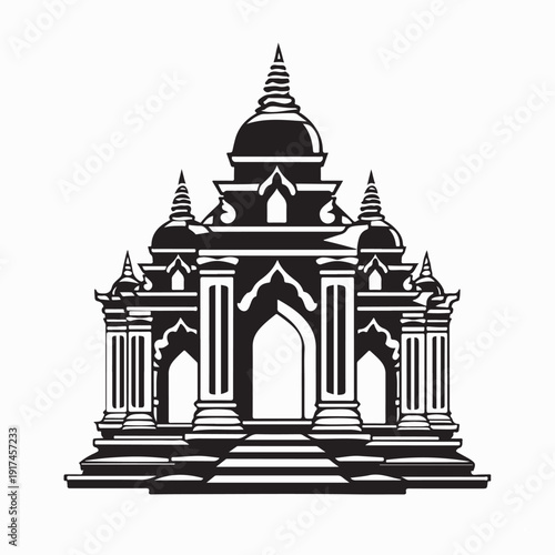 Spiritual Temple Logo Vector Illustration Buddhist Architecture Design