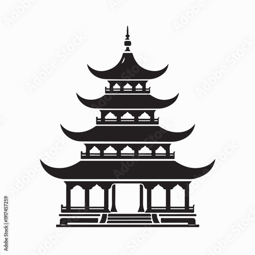 Buddhist Temple Logo Vector Illustration Spiritual Architecture Design Template