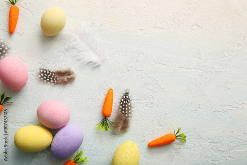 Painted Easter eggs with fe...