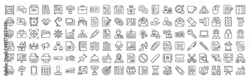 Collection of various office and business related icons