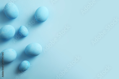 Painted Easter eggs on blue...