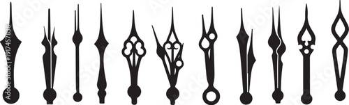 Collection of various clock hands and watch hands designs