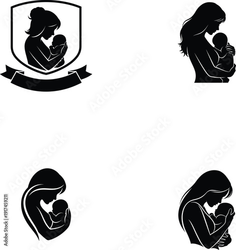 Mother's day tribute with silhouette of mother and child