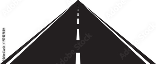 Asphalt road stretching into the distance on white background