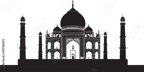 The iconic taj mahal stands majestically against a white background isolated on white background