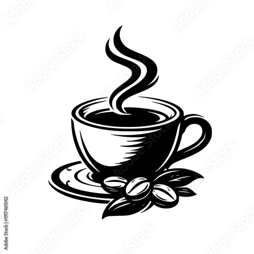 Coffee Cup Icon for Cafe Menu Coffee Shop Branding and Hot Drink Logo Minimal Vector