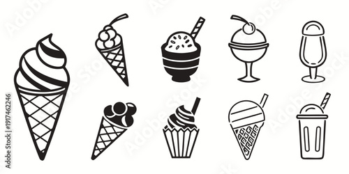 Assorted ice cream treats in various styles and presentations