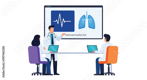 Medical professionals discussing patient data in meeting