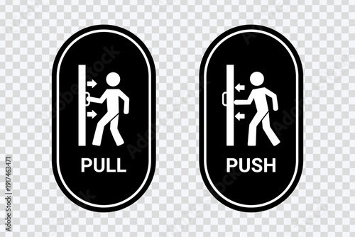 Push Pull Door Instruction Sign Icons