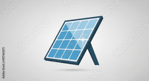 Solar panel standing alone on a gray background symbolizing renewable energy and sustainability