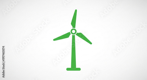 Green wind turbine icon for renewable energy and sustainability concepts on a white background