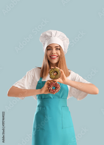 Pretty young woman in apron...