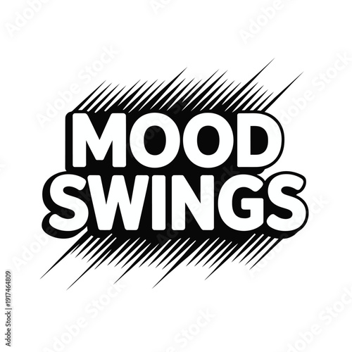 A bold graphic illustration of the phrase mood swings in white text