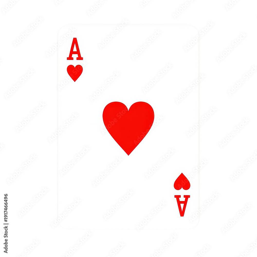 Obraz premium A red ace of hearts playing card on transparent background