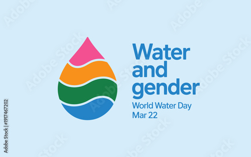 World Water Day poster with colorful water drop and text on light blue background