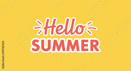Hello Summer seasonal greeting text on yellow background