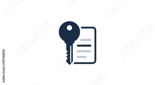 Key and Document Icon Graphic.