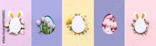 Collage of painted Easter e...