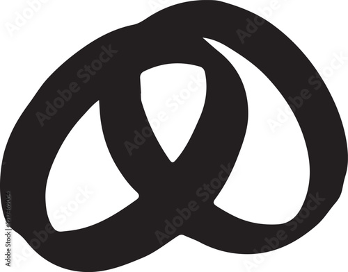 A black pretzel on a white background a classic symbol of baking and snacking