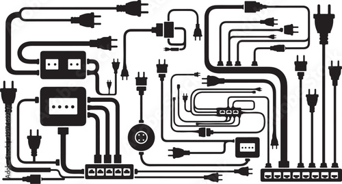 Complex Network of Electrical Cables and Power Outlets System